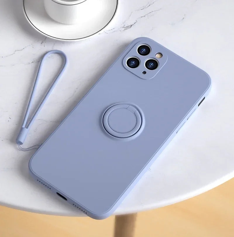 Magnetic Silicone iPhone Case with Ring