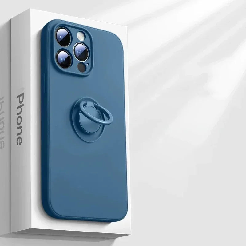 Magnetic Silicone iPhone Case with Ring