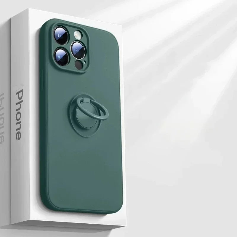 Magnetic Silicone iPhone Case with Ring