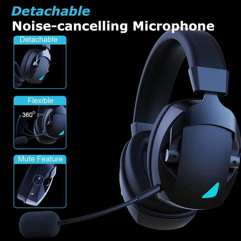 Wireless Gaming Headset – 3 Modes + Detachable Mic