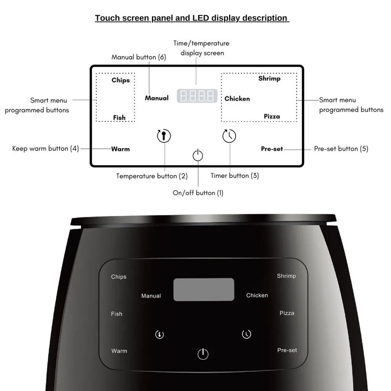 6L Smart Air Fryer – Large Capacity with Touch Screen
