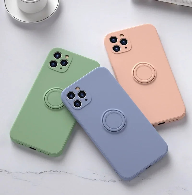 Magnetic Silicone iPhone Case with Ring
