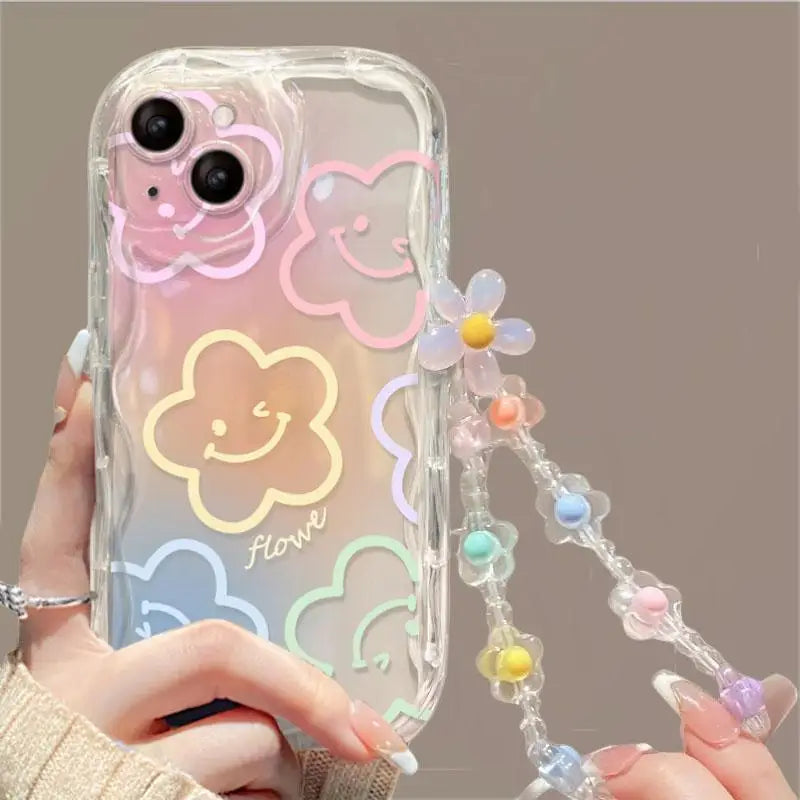 Floral iPhone Case with Wrist Strap