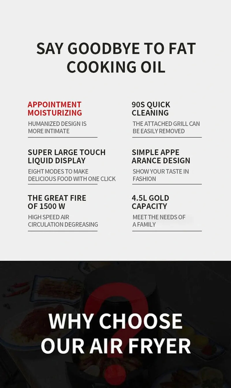 6L Smart Air Fryer – Large Capacity with Touch Screen