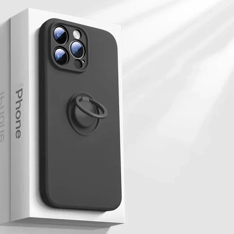 Magnetic Silicone iPhone Case with Ring
