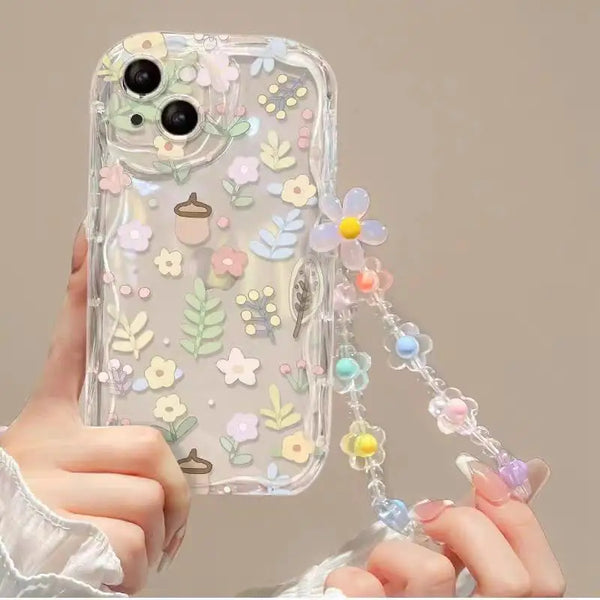 Floral iPhone Case with Wrist Strap