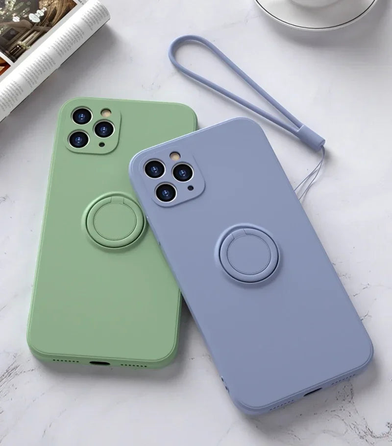 Magnetic Silicone iPhone Case with Ring