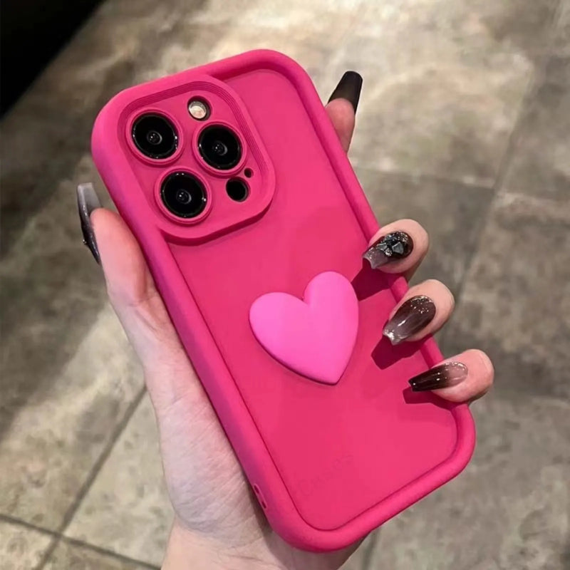 3D Heart Silicone iPhone Case