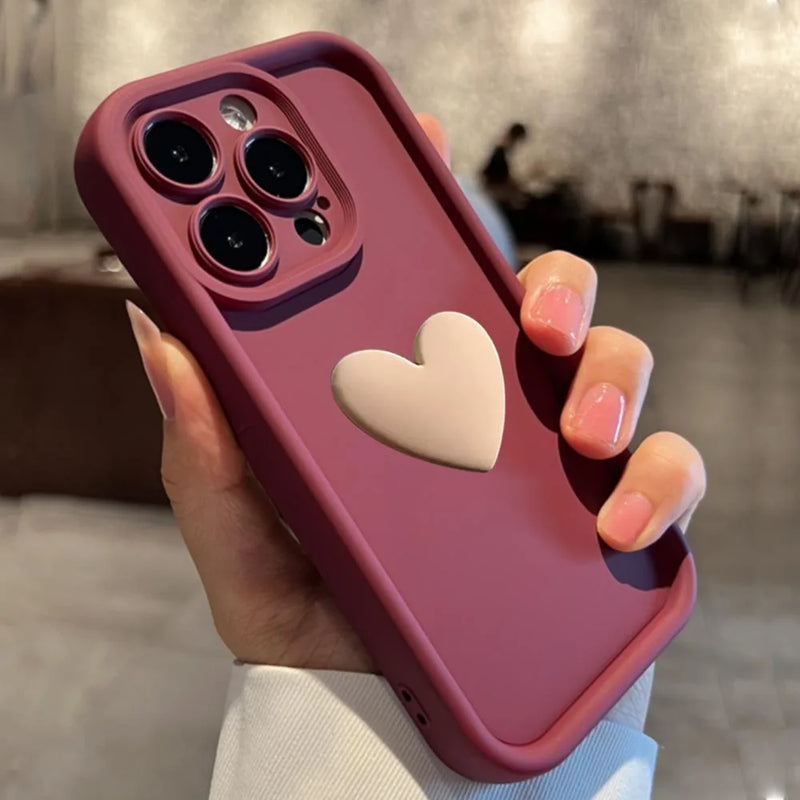 3D Heart Silicone iPhone Case