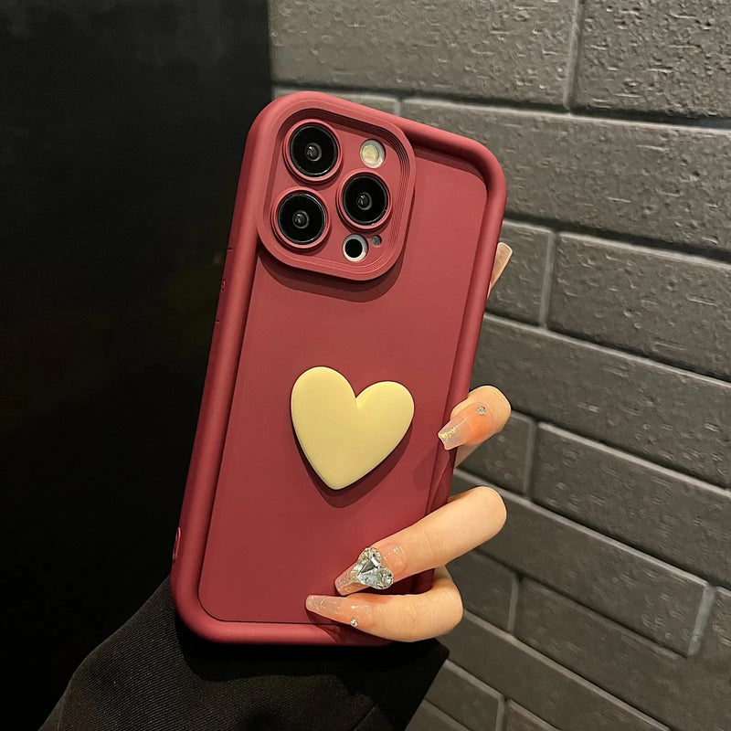 3D Heart Silicone iPhone Case