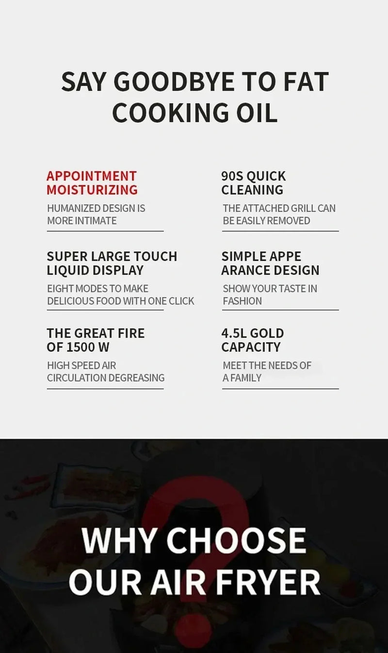 6L Air Fryer – Large Capacity Smart Touch Oven