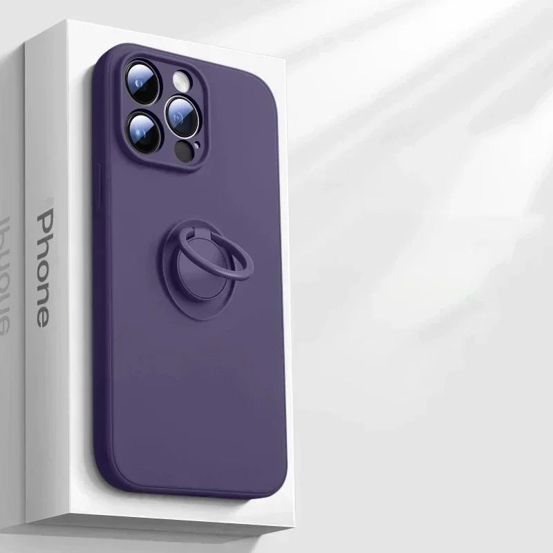 Magnetic Silicone iPhone Case with Ring
