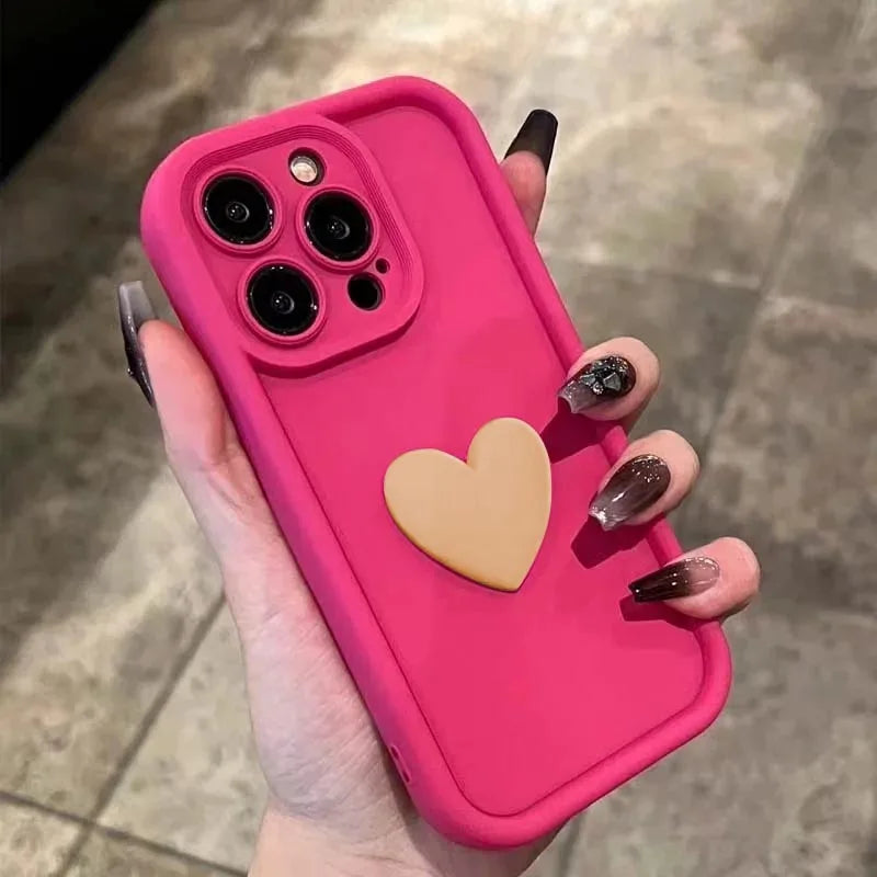 3D Heart Silicone iPhone Case