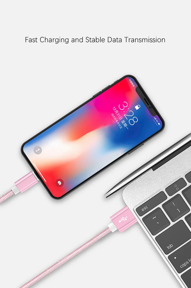 Metal Nylon Braided USB Cable for iPhone 14/13/12/11 & iPad