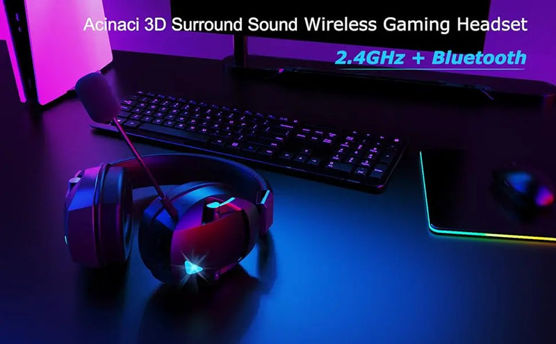 Wireless Gaming Headset – 3 Modes + Detachable Mic