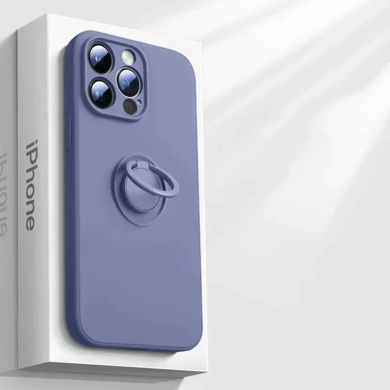 Magnetic Silicone iPhone Case with Ring