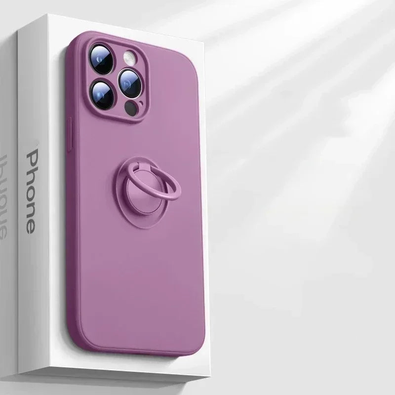 Magnetic Silicone iPhone Case with Ring