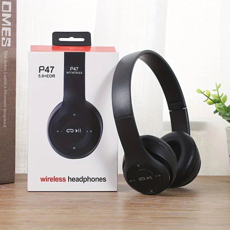 Foldable Bluetooth 5.0 Headphones with Mic & Bass – TF Card Support
