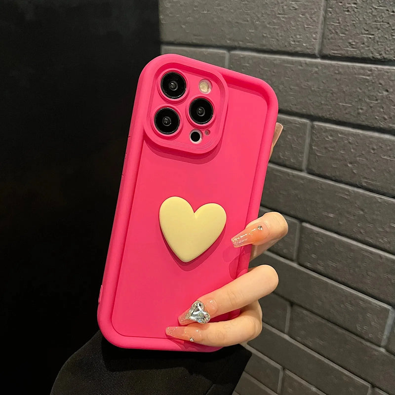 3D Heart Silicone iPhone Case