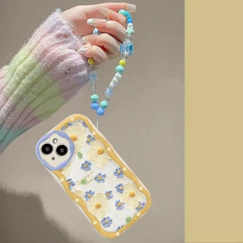 Floral iPhone Case with Wrist Strap