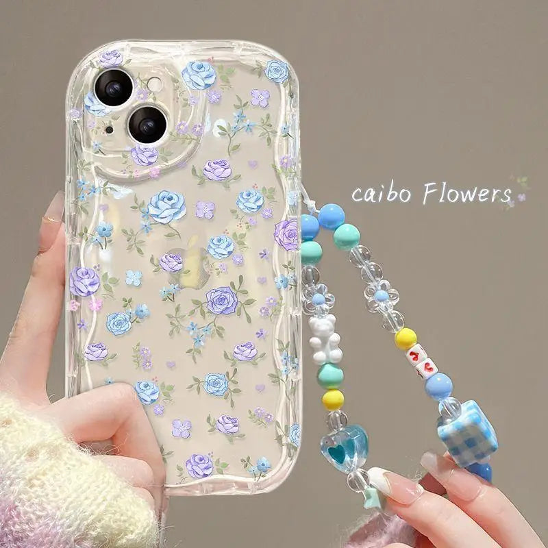 Floral iPhone Case with Wrist Strap