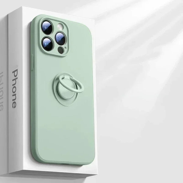 Magnetic Silicone iPhone Case with Ring
