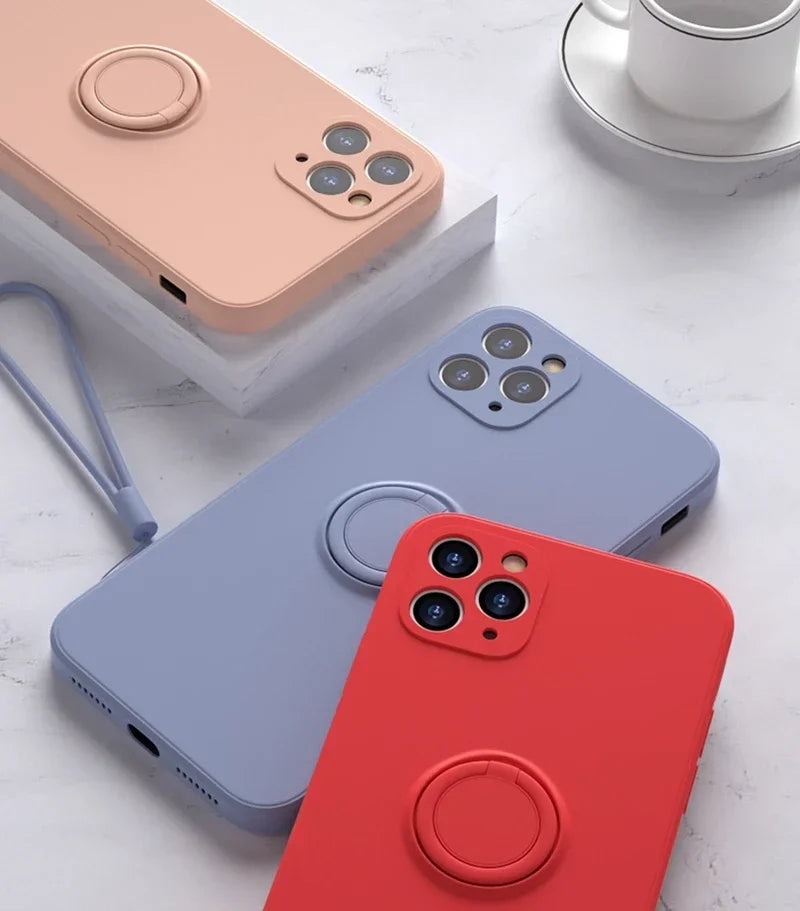 Magnetic Silicone iPhone Case with Ring