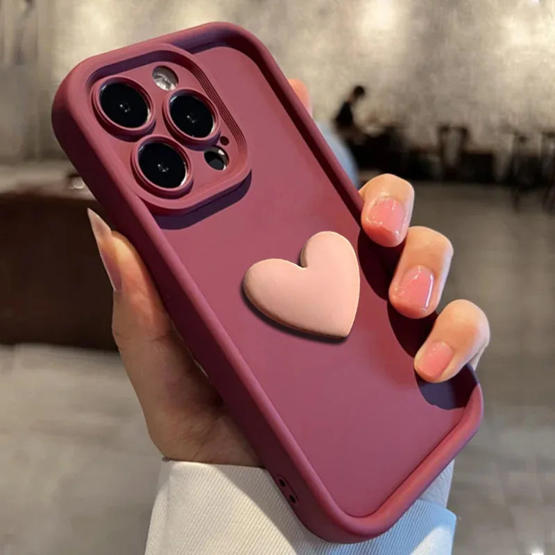 3D Heart Silicone iPhone Case